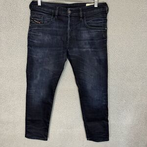 Diesel Jeans Mens 30x28 Blue Casual Cotton D-Bazer Tapered Leg Dark Wash‎